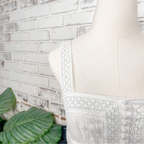 Donna Morgan Coastal Cowgirl Lace Cotton Gauzy Metallic Thread Midi Dress 6 - Picture 3 of 11